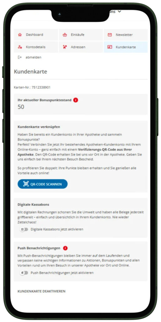 Kundenkarten Übersicht