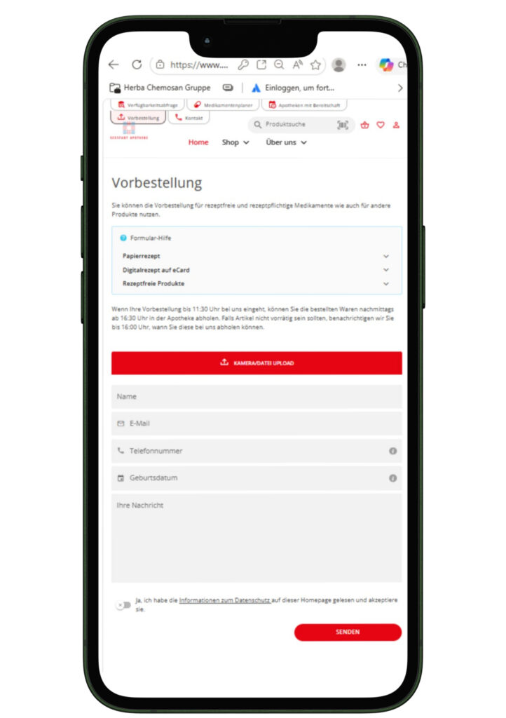 Vorbestellungsformular